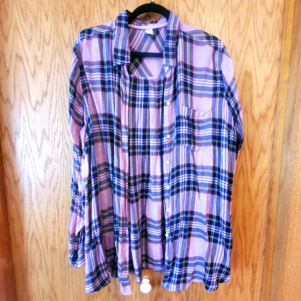 Old Navy Plus Size Purple Plaid Flannel Tunic